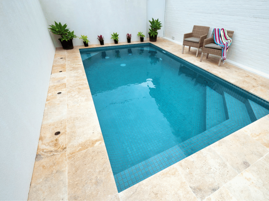 travertine and large pool mosaic perth